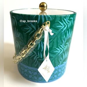 🎁Lilly Pulitzer Ice Bucket with Gold Chain, Gold Knob Lid & Gold Tong - #245225